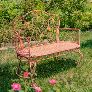 Zaer Ltd. International Esme Iron Garden Bench with Heart Designs in Pink "Paris 1968" ZR200485-PK View 4