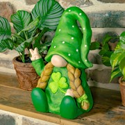 Zaer Ltd. International "The Shamrocks" Set of 6 Assorted St. Patrick's Day Garden Gnomes ZR218400-SET View 4