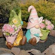 Zaer Ltd. International Set of 2 Assorted Spring Garden Gnomes with Planters ZR218035-SET View 4