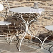 Zaer Ltd. International "Le Chardenoux 1908" Three Piece Metal Bistro Set in Antique White ZR200502-3-AW View 4