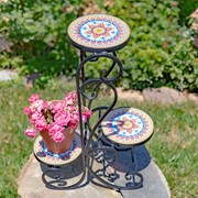 Zaer Ltd. International "Phoenix" Three-Tier Mosaic Plant Stand ZR852510 View 4