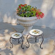 Zaer Ltd. International "Marisol" Set of 2 Round Iron Mosaic Plant Stands with Hand Painted Sunflowers ZR842953 View 4