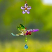 Zaer Ltd. International Five Tone Acrylic Dragonfly Ornaments with Flowers in 6 Assorted Colors ZR506317-SET View 4