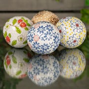 Zaer Ltd International Set of 4 Assorted 4" Round Ceramic Sailor Balls "Hinami" - Natural Tones ZR088205 View 4