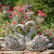 Zaer Ltd International Pre-Order: 13.78" Tall Kissing Swan Couple Planter "Kurt and Goldie" ZR204710 View 4