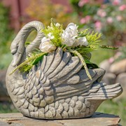 Zaer Ltd International Pre-Order: 13.78" Tall Elegant Magnesium Swan Planter "Bella" ZR204690 View 4