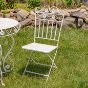 Zaer Ltd. International "Copenhagen 1843" Three Piece Bistro Set with Aster Flower Accents in Ant. White ZR200518-9-AW View 4