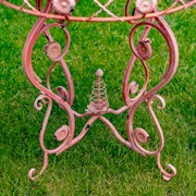 Zaer Ltd. International "Copenhagen 1843" 3-Piece Bistro Set with Aster Flower Accents in Flamingo Pink ZR200518-9-PK View 4