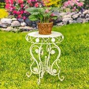 Zaer Ltd. International 25.2" Tall Round Iron Table with Aster Flower Accents "Copenhagen 1843" ZR200520-AW View 4