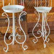 Zaer Ltd. International Pre-Order: Set of 2 Victorian Metal Birdcage Planters in Ant White "London 1820" ZR200525-AW View 4