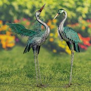 Zaer Ltd. International Set of Two 44.5" Tall Metallic Iron Heron Garden Figurines ZR218215-SET View 4