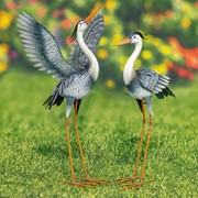 Zaer Ltd. International Set of Two 36.5" Tall Great Blue Heron Iron Garden Figurines ZR217090-SET View 4