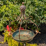 Zaer Ltd. International 45" Tall Bronze Iron Birdbath with Ceramic Sailor Ball Accent "Mizu" ZR200534-BZ View 4