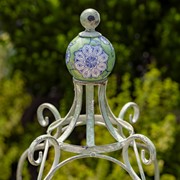 Zaer Ltd. International Pre-Order: 45" Tall Green Iron Birdbath with Ceramic Sailor Ball Accent "Mizu" ZR200534-GR View 4