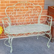 Zaer Ltd. International Esme Iron Garden Bench with Heart Designs in Green "Paris 1968" ZR200485-GR View 4