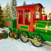 Zaer Ltd. International 16 ft. Long XL Iron Christmas Train with Cart "The Flying Santa" ZR200888-RG View 4