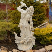 Zaer Ltd. International Pre-Order: 52" Tall Magnesium Merman Garden Statue w/Seashell Spyglass "Peter" ZR343252-GY View 4