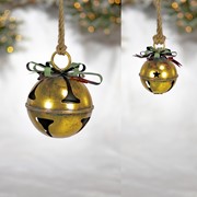 Set of 9 Assorted Antique Gold Oversized Hanging Metal Christmas Bells