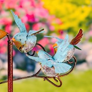 Zaer Ltd International 49" Tall Momma Bird & Babybirds Metal Garden Stake "The Bluebirds" ZR120339 View 4