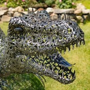 Zaer Ltd International 5.6ft. Tall Crouching Tyrannosaurus Rex Outdoor Metal Statue "T-Bone" ZR220915 View 4