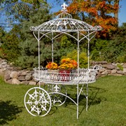 Zaer Ltd. International "La Rochelle" Parisian Flower Cart with Fleur-de-lis Details in White ZR200424-AW View 4