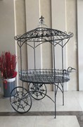 Zaer Ltd. International Pre-Order: "La Rochelle" Parisian Inspired Iron Flower Cart in Verdi Green ZR200424-VG View 4