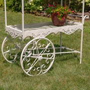 Zaer Ltd. International 6.5ft. Tall 2-Tier Parisian-Inspired Iron Flower Cart in Antique White "Avignon" ZR220885-AW View 4