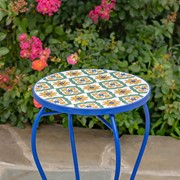 Zaer Ltd. International "Nantucket" 22in Tall Mosaic Pedestal Plant Stand - White/Yellow/Blue ZR850715 View 4