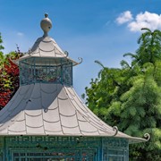 Zaer Ltd. International 10ft. Tall Asian-Inspired Iron Garden House Gazebo in Baby Blue "Dynasty" ZR230418-LB View 4