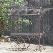 Zaer Ltd. International Pre-Order: 82" T. Large Iron Flower Cart with Curved Roof in Bronze "Paris 1968" ZR200200-BZ View 4