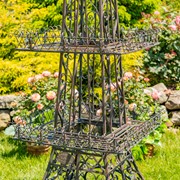 Zaer Ltd. International 9ft. Tall Two-Tier Eiffel Tower-Inspired Iron Plant Stand in Copper-Brown ZR220882-CB View 4