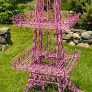 Zaer Ltd. International 9ft. Tall Two-Tier Eiffel Tower-Inspired Iron Plant Stand in Antique Pink ZR220882-PK View 4