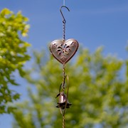 Zaer Ltd International 96.25" Long Antique Bronze Iron Rain Chain with Hearts & Bell Accents ZR235176 View 4