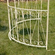 Zaer Ltd. International 9ft. Tall Round Iron Garden Gazebo with Three Side Walls in Antique White ZR101634-AW View 5