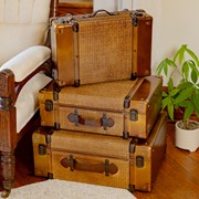 Zaer Ltd International Set of 3 Natural Bamboo Finished Suitcase Decor ZR110002 View 5