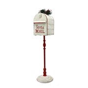 Zaer Ltd International 42" Tall Standing "Santa's Mail" Christmas Mailbox with LED Wreath in Ant. White ZR361849-AW View 5