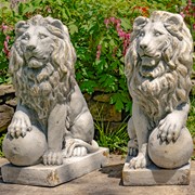 Zaer Ltd International Pre-Order: S/2 26.5"T. Magnesium Lion Sentry Statues in Grey "Marloni & Antonio" ZR560270-GY View 5