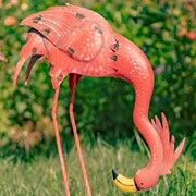 Zaer Ltd International Set of 4 Assorted Style Distressed Pink Flamingo Metal Garden Decorations ZR190635-SET View 5