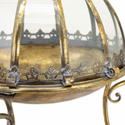 Zaer Ltd International Set of 3 Glass Dome Terrariums with Iron Stand in Frosted Gold "Marseilles 1792" ZR530995-FGS View 5