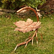 Zaer Ltd International Pre-Order: 29" Tall Antique Copper Maple Leaf Birdbath with Birds ZR180154-CP View 5