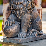 Zaer Ltd International 26.5" Tall Set of 2 Magnesium Lion Sentry Statues in Bronze "Marloni & Antonio" ZR560270-BZ View 5