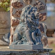 Zaer Ltd International 21" Tall Set of 2 Lion Sentry Statues with Fleur-De-Lis in Bronze "Harold & Leo" ZR561210-BZ View 5