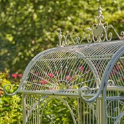 Zaer Ltd. International 82" Tall Iron Flower Cart with Curved Roof in Antique White "Paris 1968" ZR200200-AW View 5