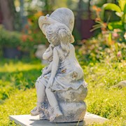 Zaer Ltd International Pre-Order: 30"T. Sweet Country Boy & Girl Garden Statue in Grey "Johnny & June" ZR200087-GY View 5