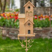 Zaer Ltd. International 75.75" Tall Copper Condo Birdhouse Stake "Lambertville" ZR198103-CP View 5