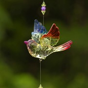 Zaer Ltd. International Five Tone Hanging Acrylic Chickadee Ornament with Diamond Dangle in 6 Asst Color ZR503217 View 5