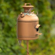 Zaer Ltd. International 63" Tall Old Style Milk Can Birdhouse Garden Stake in Antique Copper LS213034 View 5