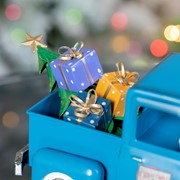 Zaer Ltd International Mini Metal Truck with Christmas Tree and Gifts in Antique Blue ZR362103-BL View 5