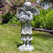 Zaer Ltd International 39" Tall Magnesium Angel Statue Holding Dog in Antique White "Kaileigh" ZR341239-AW View 5