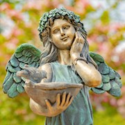 Zaer Ltd International 39" Tall Magnesium Angel Statue with Birdbath in Antique Bronze "Jazmin" ZR341439-BZ View 5